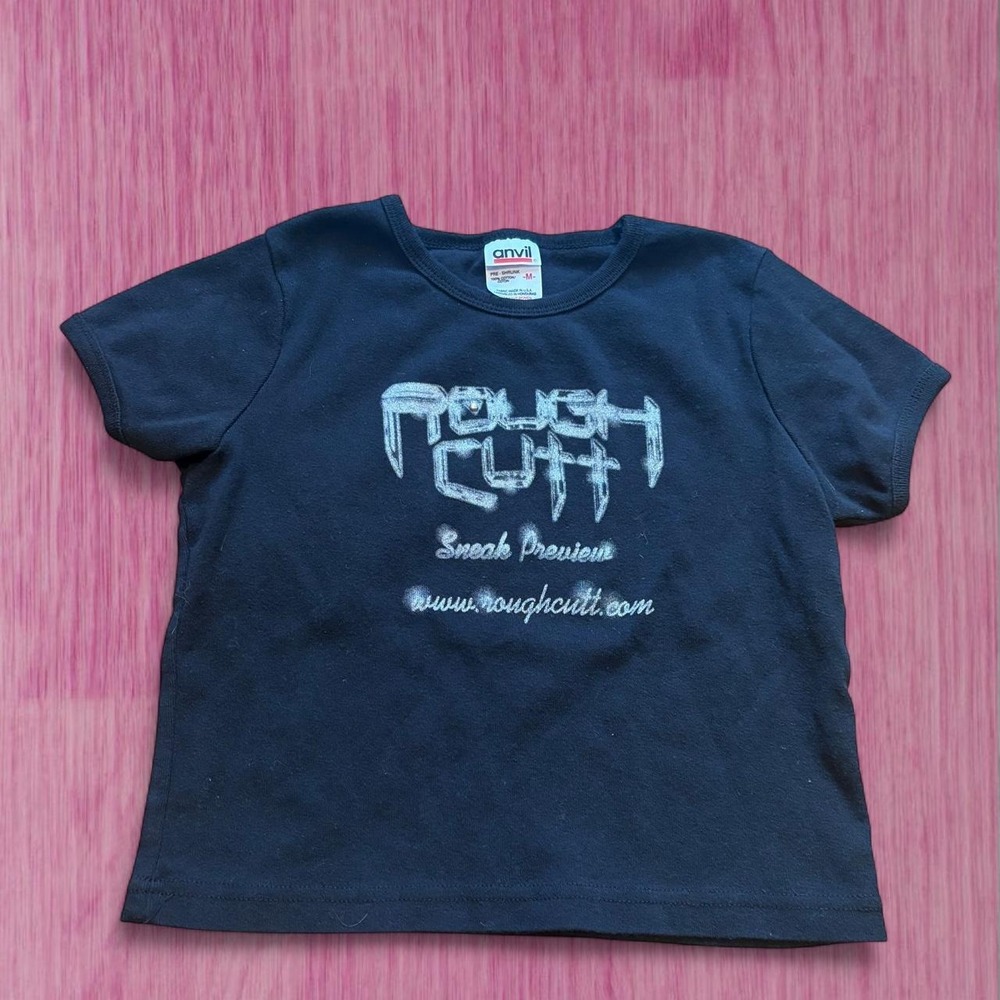 vintage "rough cutt" super rare black cropped band tee